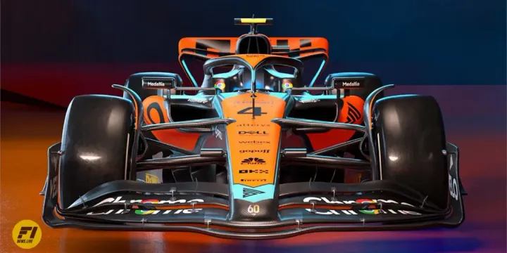 Mclaren MCL60 front view, livery reveal on February 13, 2023 