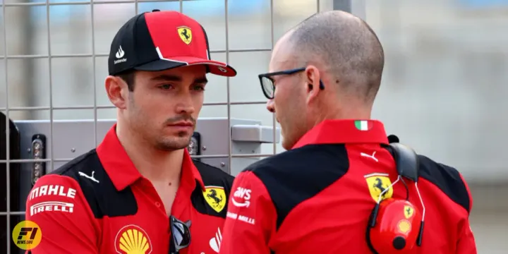 Charles Leclerc and David Sanches during the 2023 pre season testing in Bahrain