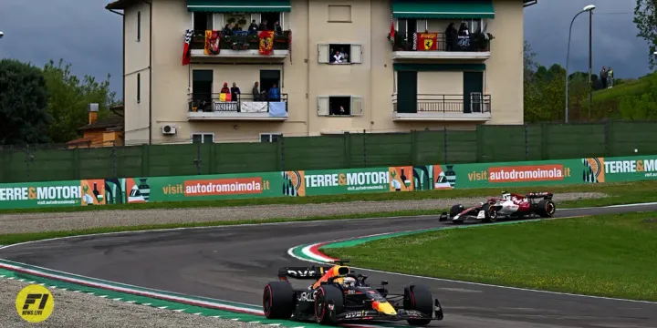 Max Verstappen driving the RB18 on track during the 2022 Grand Prix of Emilia Romagna 