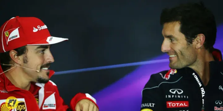 Fernando Alonso and Mark Webber in a press conference in 2010