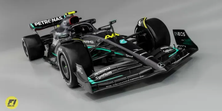 Mercedes W14 car, driver Lewis Hamilton