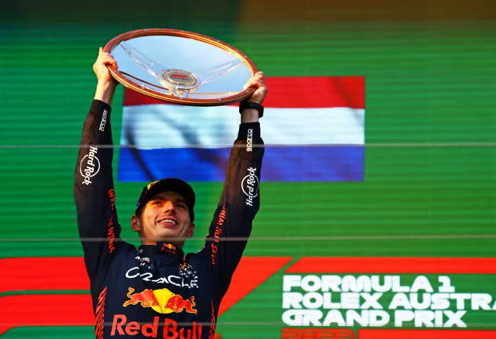 Max Verstappen in the podium during the 2023 Australian Grand Prix- Getty Images / Red Bull Content Pool