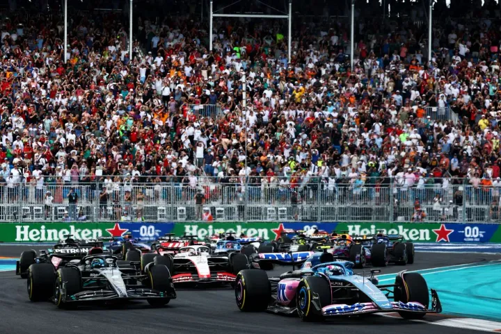 The first lap of the Miami GP: Credit - Alpine