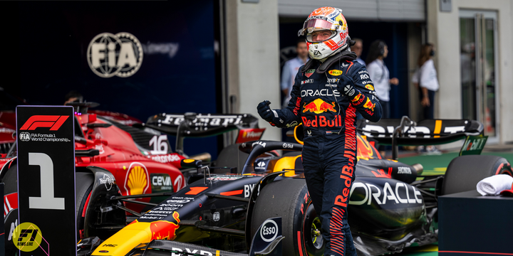 Max Verstappen celebrating his Pole Position at the Austrian Grand Prix-Credit: Joerg Mitter/Red Bull Content Pool 