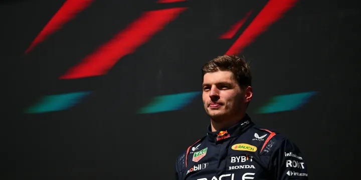 Max Verstappen on the podium of the 2023 Belgium Grand Prix-Red Bull Content Pool 