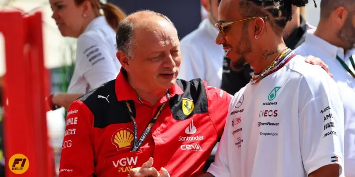 Frederick Vasseur and Lewis Hamilton