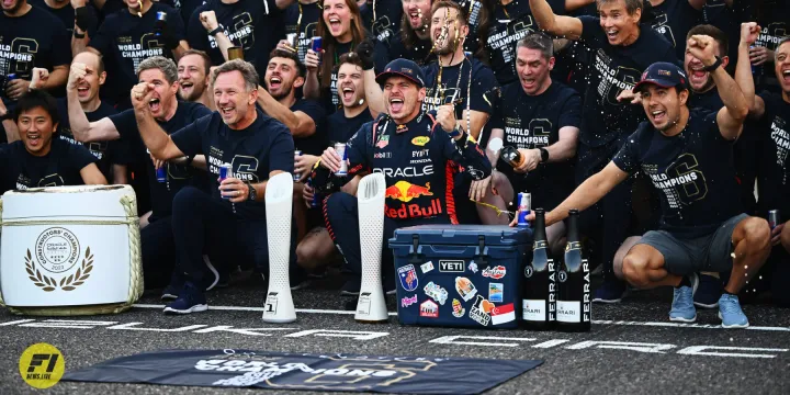 Red Bull celebrating their 2023 constructor title win