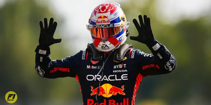 Max Verstappen celebrating his 10th win at the 2023 Italian Grand Prix-Red Bull Content Pool