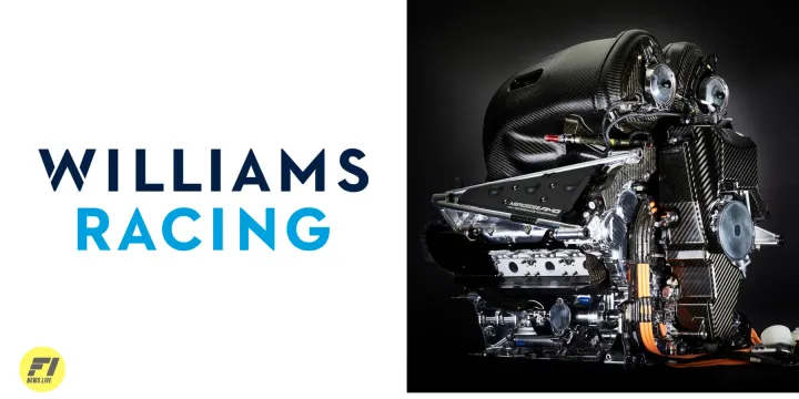 Williams Racing logo and Mercedes F1 engine