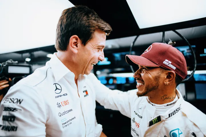 Toto Wolff and Lewis Hamilton 