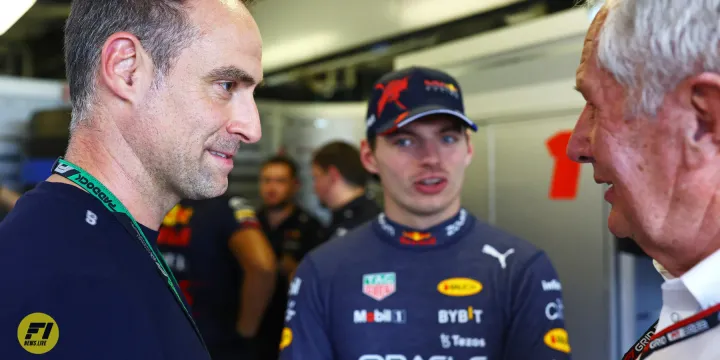 Oliver Mintzlaff, Max Verstappen and Helmut Marko