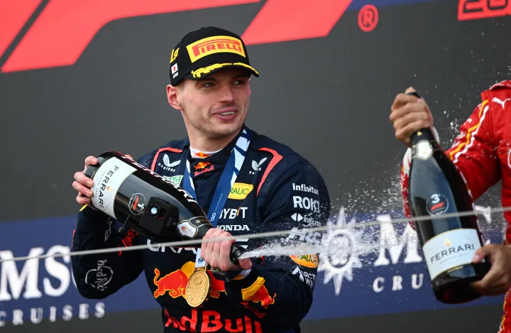 MAx Verstappen on the podium of the 2024 Japanese GP-Red Bull Content Pool