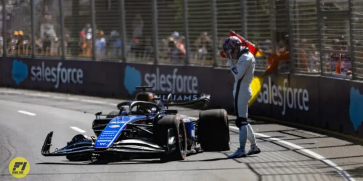 Alex Albon crashed his Williams during the first practice for the Formula 1 Australian Grand Prix