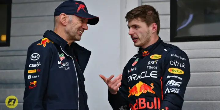 Adrian Newey and Max Verstappen