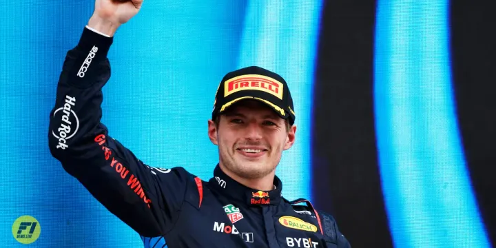 Max Verstappen on the podium of the 2024 Spanish GP-Red Bull Content Pool