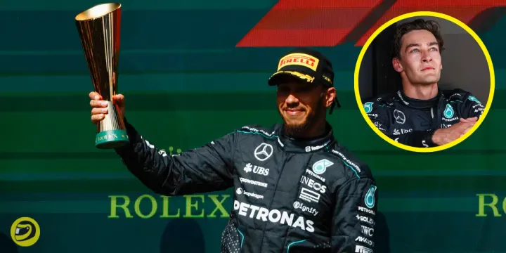 Lewis Hamilton on the podium of the 2024 Belgian GP-pitinsider.com